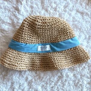 Dolce & Gabbana Beige Straw Hat with Light Blue Band